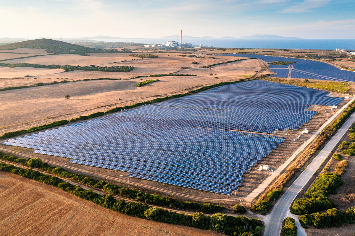 Large collection of solar panels used to generate power from the sun's rays