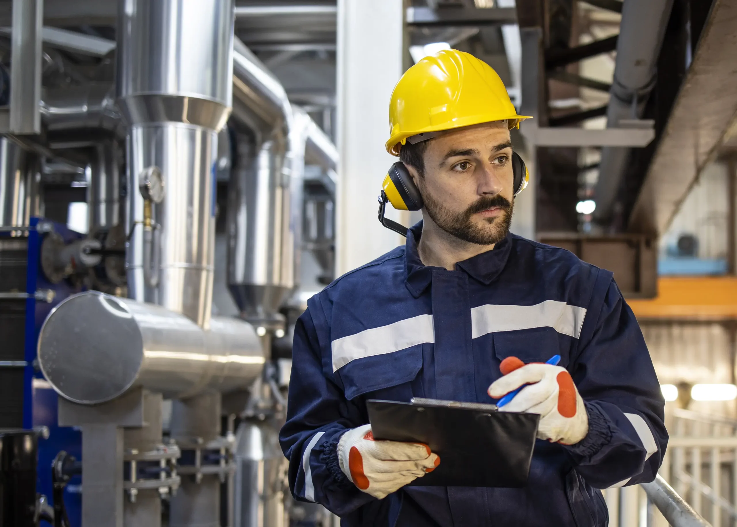 An IMI field service engineer inspects components at a CCPP, ensuring the safe and efficient operation of critical equipment and systems