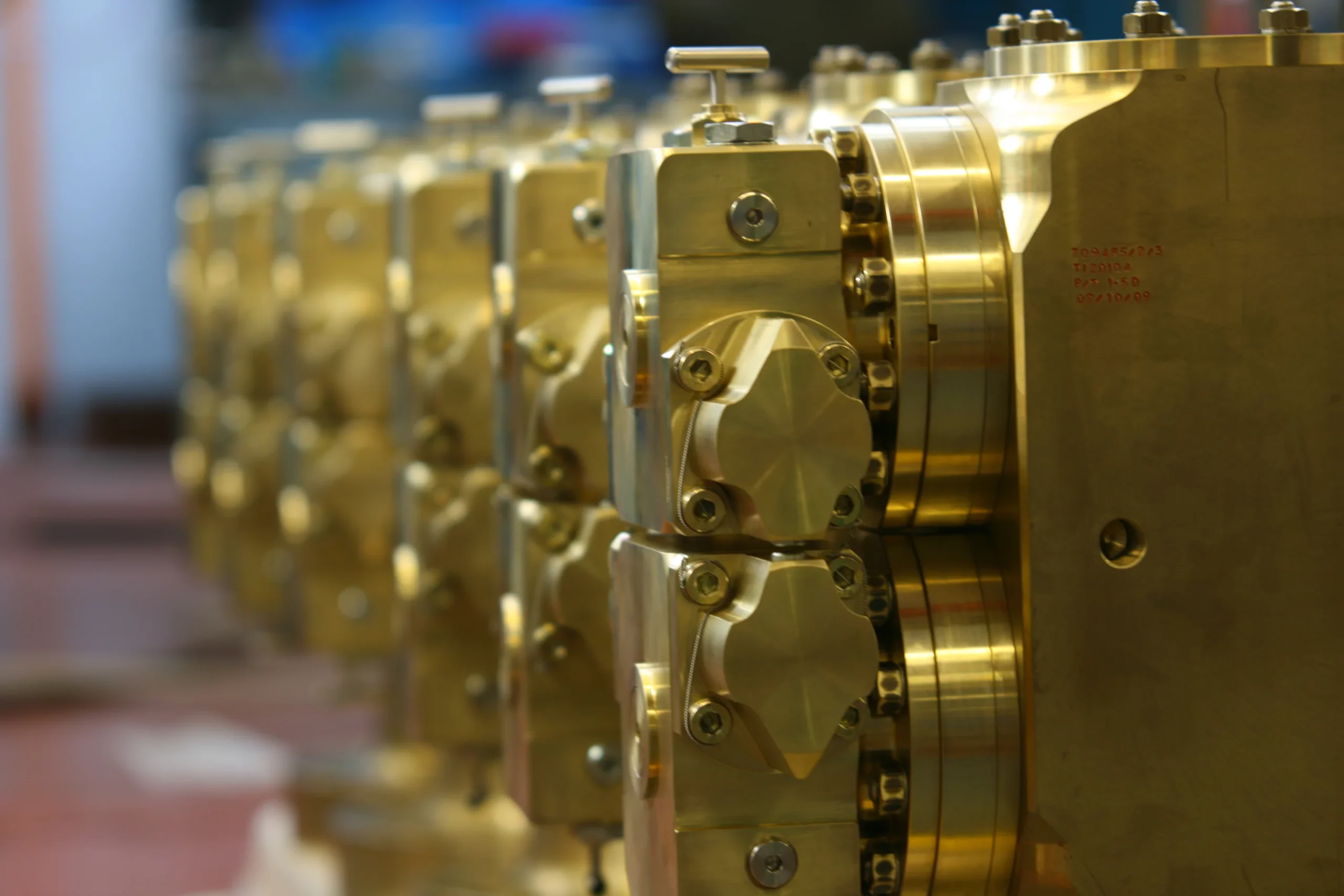 Close-up of IMI Truflo Marine's double ball hull valves, precision-engineered for reliable flow control in marine applications